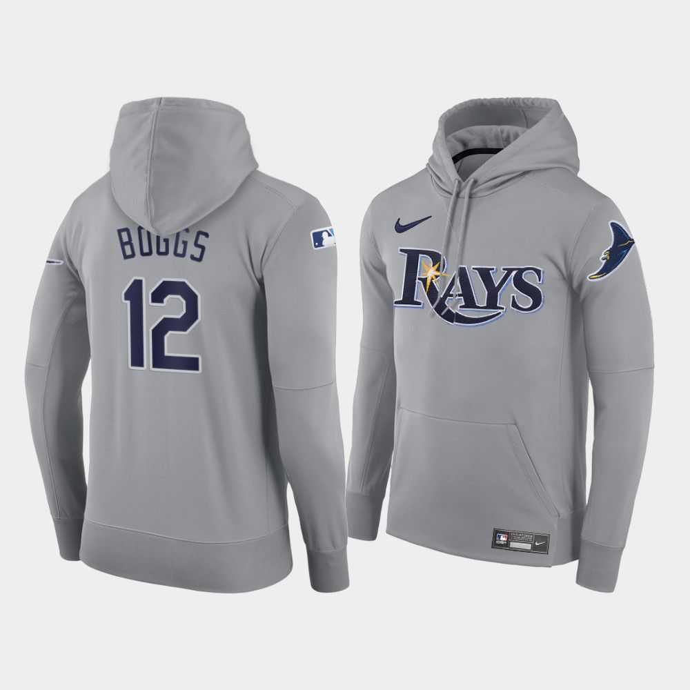 Men Tampa Bay Rays 12 Boggs gray road hoodie 2021 MLB Nike Jerseys